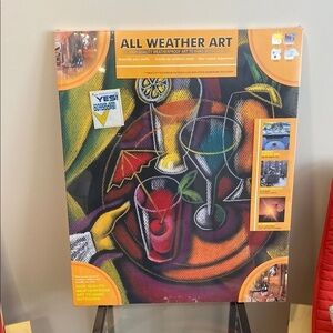 NEW Kyllex Weatherproof Canvas - Vibrant Abstract Art Cocktails Drinks 24”x20”